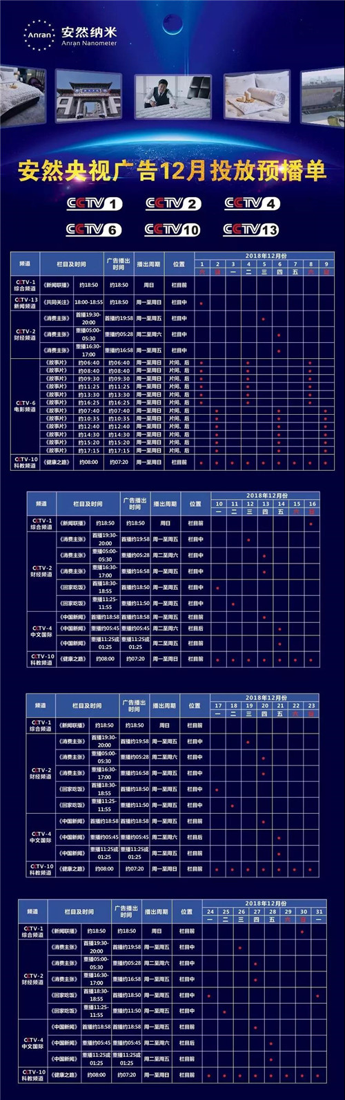 安然纳宜床品广告登陆CCTV-10黄金时段